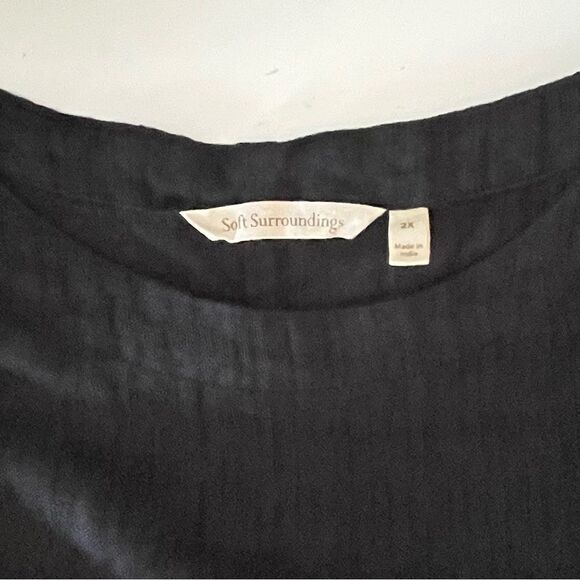 Soft Surroundings Gauze Tunic Top 2X Linen Cotton Textured Short Sleeve Crewneck - Picture 5 of 7